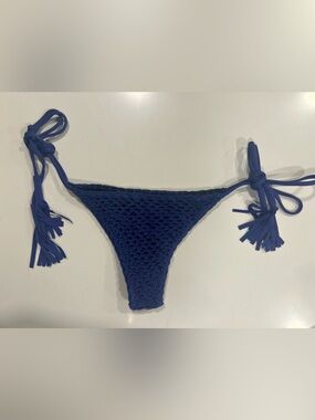 acacia swimwear Royal Blue Crochet Bikini Bottom style Polihale NWOT